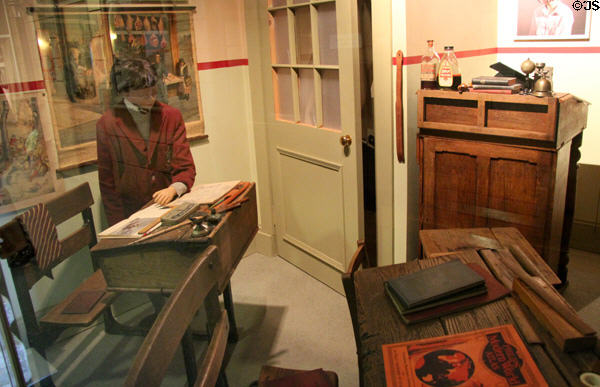 School room replica with various desks at Museum of Childhood. Edinburgh, Scotland.