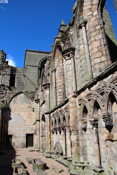Nave ruins of Holyrood Abbey. Edinburgh, Scotland.