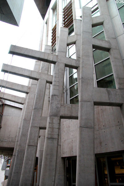 Pillars & beams supporting Scottish Parliament. Edinburgh, Scotland.