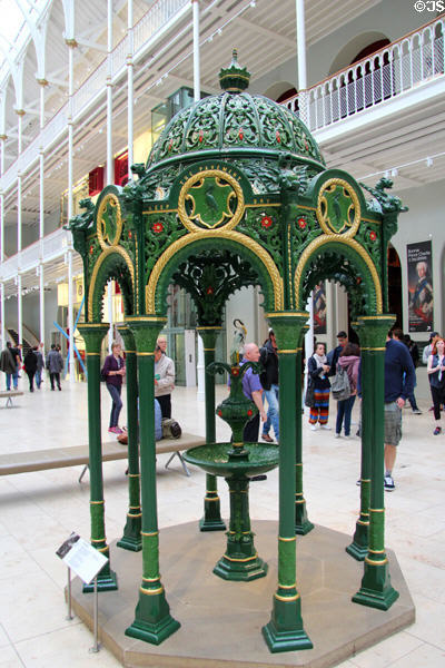 Cast iron drinking fountain (1880s) by Walter Macfarlane & Co. of Glasgow at National Museum of Scotland. Edinburgh, Scotland.