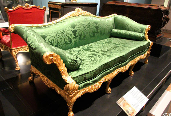 Palm room neoclassical sofa (c1758) from London at National Museum of Scotland. Edinburgh, Scotland.