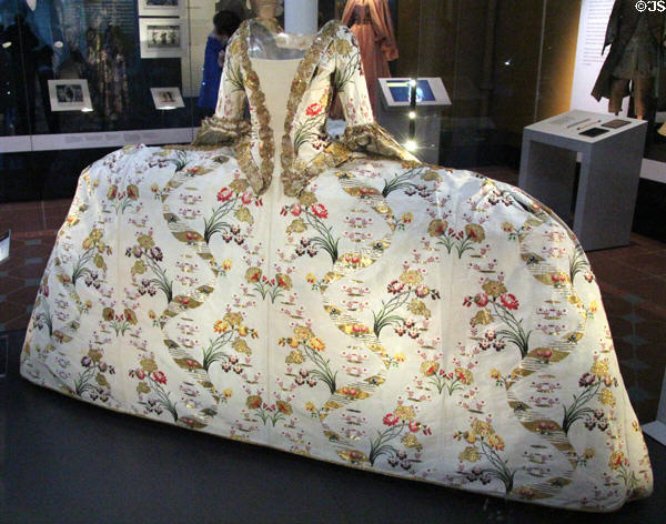 Silk & gilt thread court mantua dress (c1750s) from Britain at National Museum of Scotland. Edinburgh, Scotland.