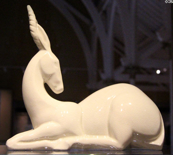 Earthenware doe (c1925) from St. Clement, France at National Museum of Scotland. Edinburgh, Scotland.