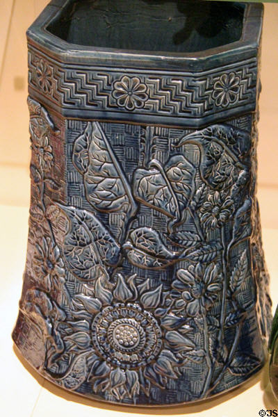 Ceramic sunflower umbrella stand at National Museum of Scotland. Edinburgh, Scotland.
