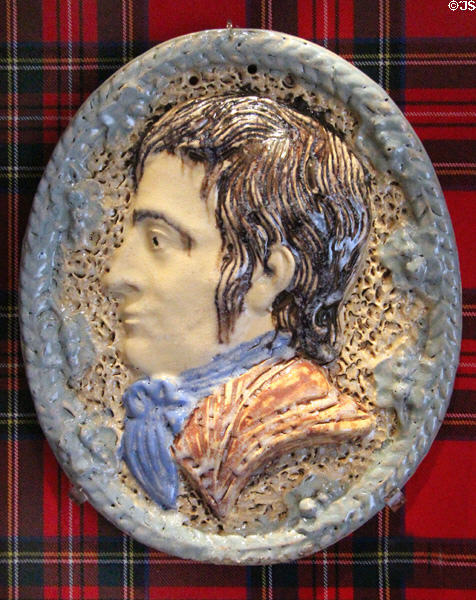 Robert Burns earthenware plaque (late 19thC) at National Museum of Scotland. Edinburgh, Scotland.