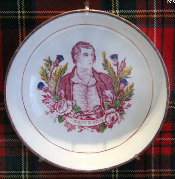 Robert Burns porcelain saucer (late 19thC) at National Museum of Scotland. Edinburgh, Scotland.