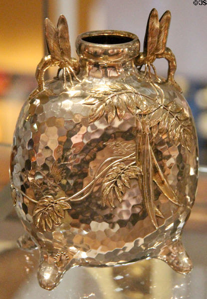 Silver gilt vase with dragonflies (1878-91) by Tiffany & Co. of New York at National Museum of Scotland. Edinburgh, Scotland.