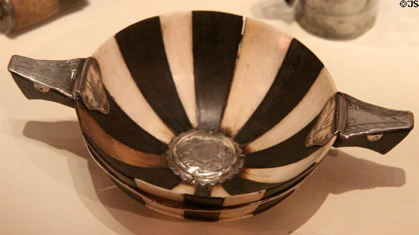 Silver-mounted quaich of ebony & ivory (18thC) at National Museum of Scotland. Edinburgh, Scotland.