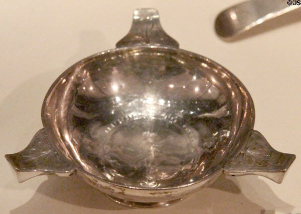 Silver quaich (c1750) by Edward Lothian of Edinburgh at National Museum of Scotland. Edinburgh, Scotland.