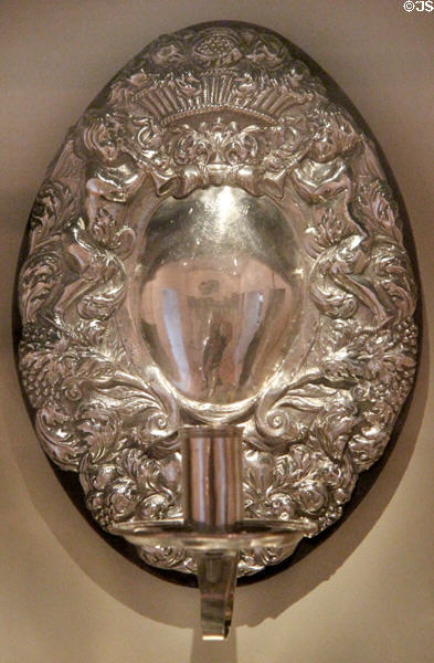 Hopetoun silver sconce (1698-9) by James Penman of Edinburgh at National Museum of Scotland. Edinburgh, Scotland.