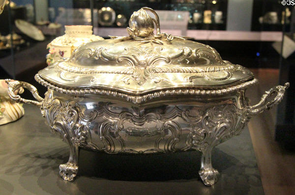 Silver tureen (1763-4) by Alexander Gardner of Edinburgh at National Museum of Scotland. Edinburgh, Scotland.