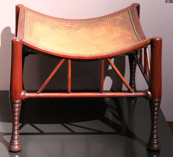 Thebes stool after an original in British Museum (1885-1900) made for Liberty & Co. of London at National Museum of Scotland. Edinburgh, Scotland.