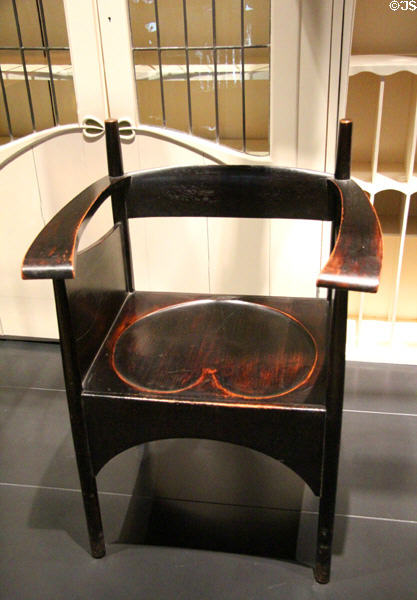 Tub armchair for Argyle Street Tea Rooms (1897) by Charles Rennie Mackintosh at National Museum of Scotland. Edinburgh, Scotland.