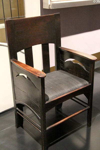 Rush seat armchair for Argyle Street Tea Rooms (1897) by Charles Rennie Mackintosh at National Museum of Scotland. Edinburgh, Scotland.