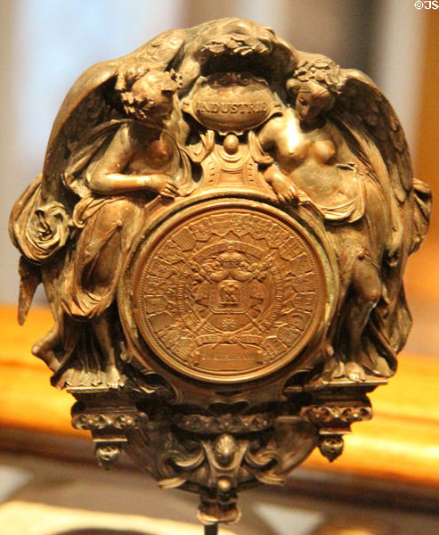 Bronze medal awarded to artist at international exhibitions (1855) from Paris at National Museum of Scotland. Edinburgh, Scotland.