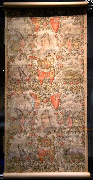 Golden Jubilee of Queen Victorian commemorative wallpaper (1887) at National Museum of Scotland. Edinburgh, Scotland.