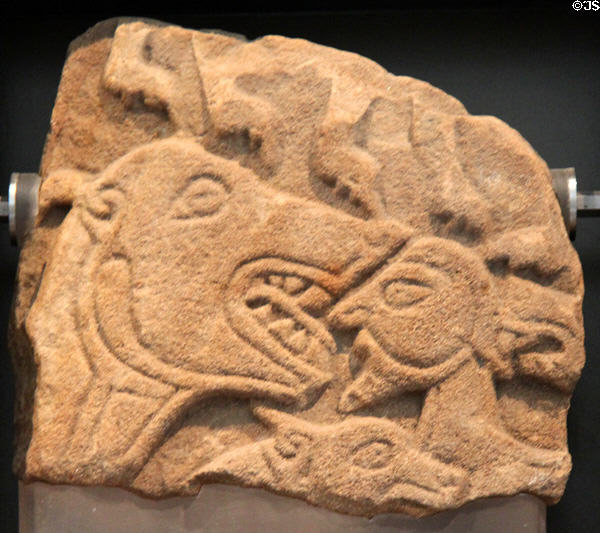 Pictish stone carved with Daniel in lions' den (c700-900) from Rosemarkie at National Museum of Scotland. Edinburgh, Scotland.