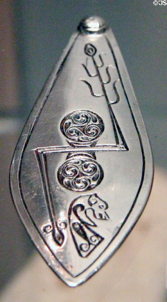 Plaque with Pictish symbols (600-700) from Norrie's Law at National Museum of Scotland. Edinburgh, Scotland.