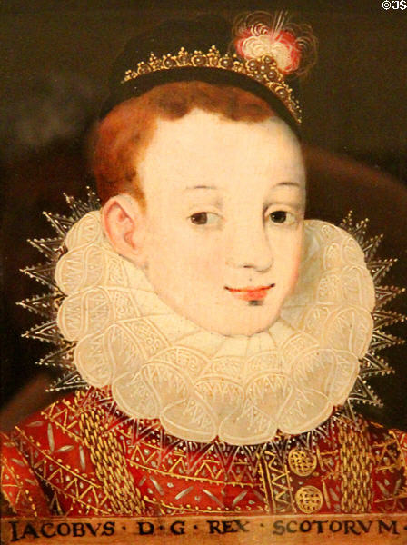 Portrait of King James VI of Scotland as a boy (c1570s) at National Museum of Scotland. Edinburgh, Scotland.