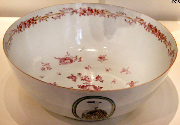 Porcelain punchbowl with portrait of Bonnie Prince Charlie at National Museum of Scotland. Edinburgh, Scotland.