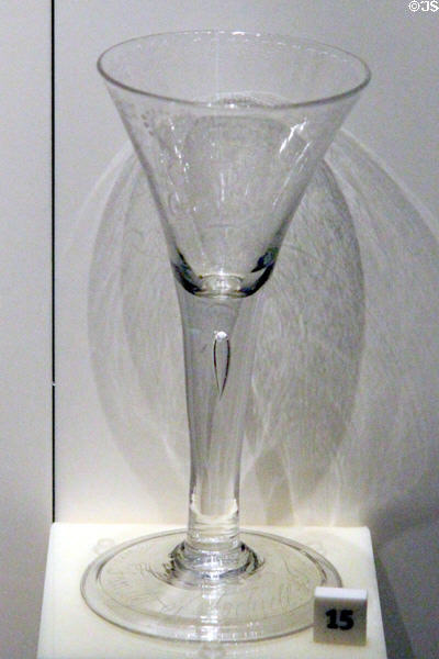 Amen wine glass of family loyal to Jacobite cause at National Museum of Scotland. Edinburgh, Scotland.