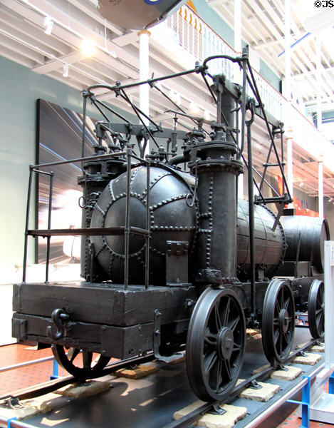 Wylam Dilly locomotive (1813) by William Hedley & Timothy Hackworth was used to pull coal at National Museum of Scotland. Edinburgh, Scotland.