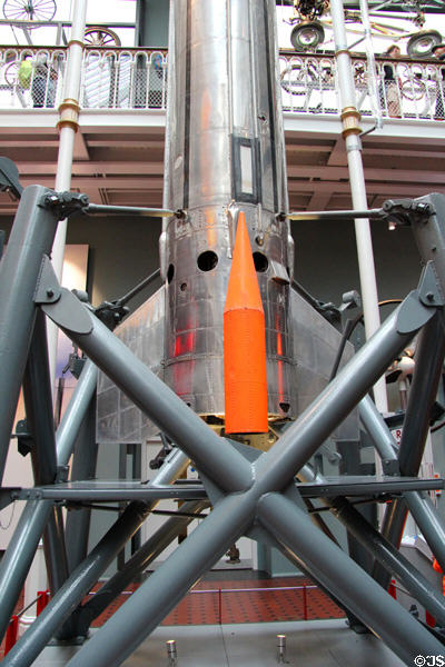 Tail fins of Black Knight rocket (c1958) at National Museum of Scotland. Edinburgh, Scotland.