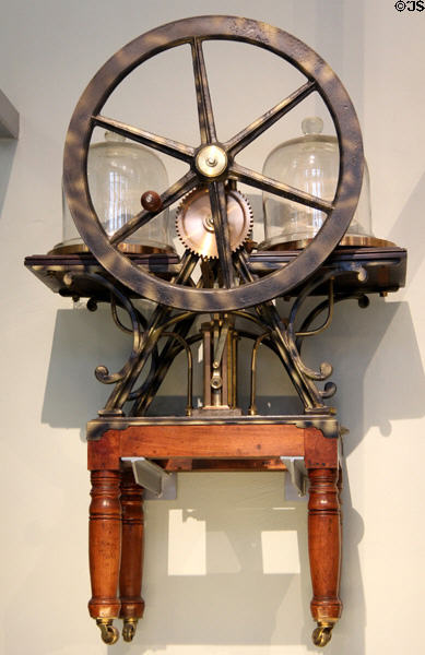 Vacuum pump (c1860) used in college demonstrations in Edinburgh at National Museum of Scotland. Edinburgh, Scotland.