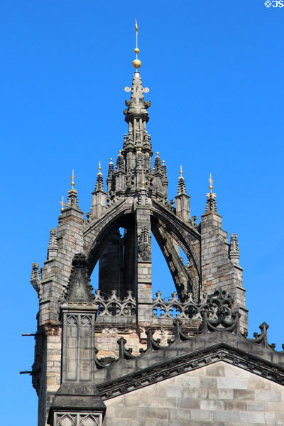 Scottish crown steeple (late 15thC) of St Giles Cathedral. Edinburgh, Scotland.
