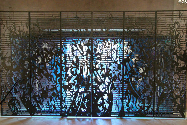 Modern screen inside front entrance at St Giles Cathedral. Edinburgh, Scotland.