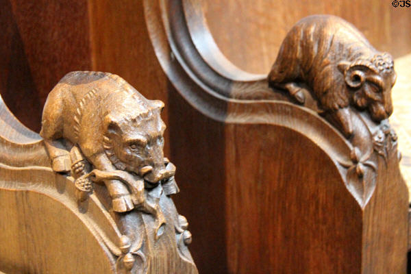 Carved animals in Thistle Chapel at St Giles Cathedral. Edinburgh, Scotland.