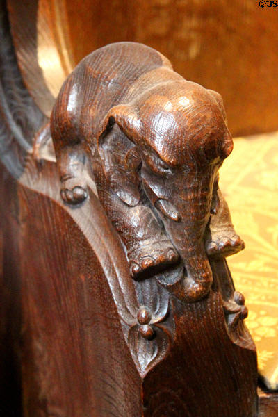 Carved elephant in Thistle Chapel at St Giles Cathedral. Edinburgh, Scotland.