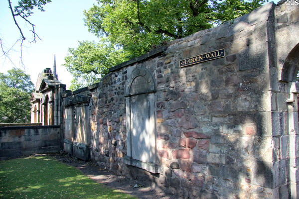 Flodden Wall remnants of (16thC) defensive wall at Greyfriars Kirk. Edinburgh, Scotland.