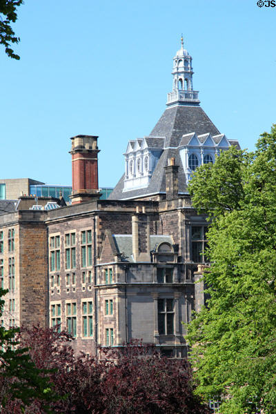 Central Library spire seen from Greyfriars Kirk. Edinburgh, Scotland.