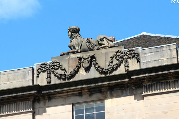 Sphinx on Georgian row houses by Robert Adam. Edinburgh, Scotland.