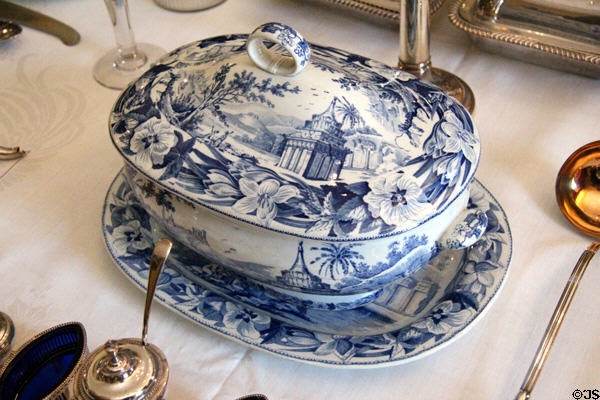 Covered tureen in dining room at Georgian House museum. Edinburgh, Scotland.