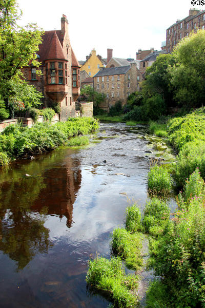 Water of Leith scenery in Dean Village. Edinburgh, Scotland.