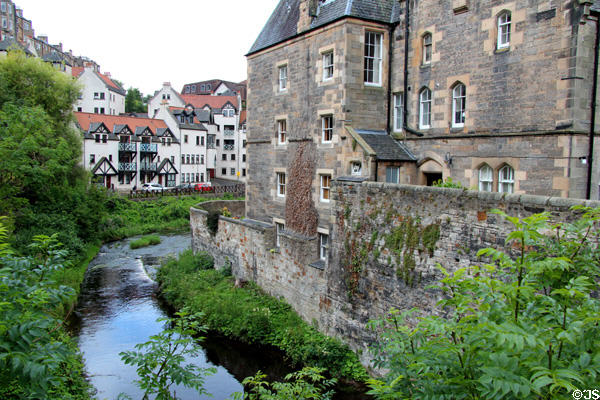 Water of Leith scenery in Dean Village. Edinburgh, Scotland.