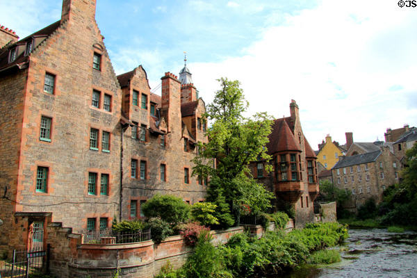 Well Court (1884) over Water of Leith in Dean Village. Edinburgh, Scotland.