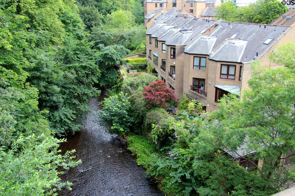 View of Water of Leith in Dean Village. Edinburgh, Scotland.