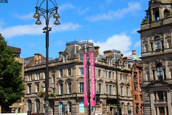 Renaissance-style office building with French roofs (1885) (NE corner of George Square). Glasgow, Scotland. Architect: W.W. Robertson.