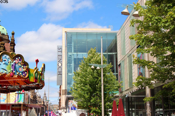 St Enoch shopping center with merry-go-round on Buchanan St. Mall. Glasgow, Scotland.