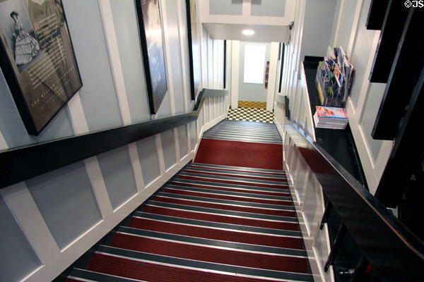 Stairs up to Willow Tea Rooms with Charles Rennie Mackintosh interior decoration. Glasgow, Scotland.