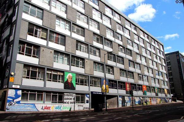 Graham Hills building of University of Strathclyde with painted portraits (40 George St.). Glasgow, Scotland.