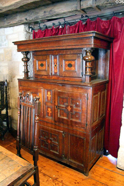 Scottish inlaid cabinet (17thC) at Provand's Lordship. Glasgow, Scotland.