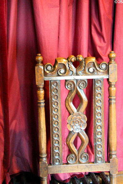 Detail of chair back at Provand's Lordship. Glasgow, Scotland.