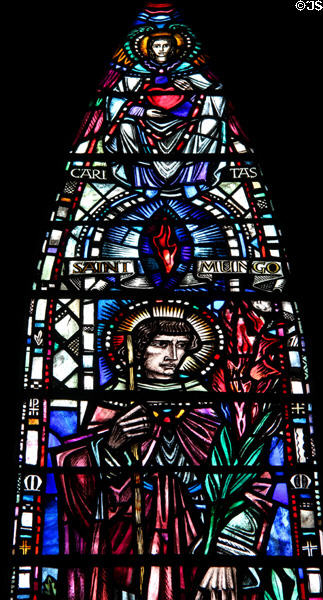 Modern stained glass in Glasgow Cathedral. Glasgow, Scotland.