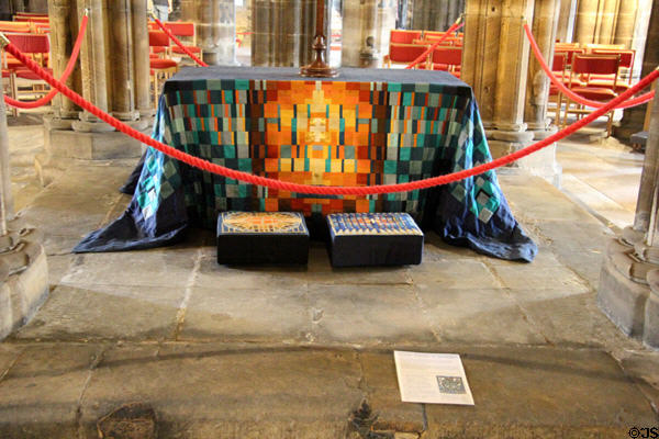 Tomb (c612) of St Mungo (aka St. Kentigern) patron saint of Glasgow in Glasgow Cathedral. Glasgow, Scotland.