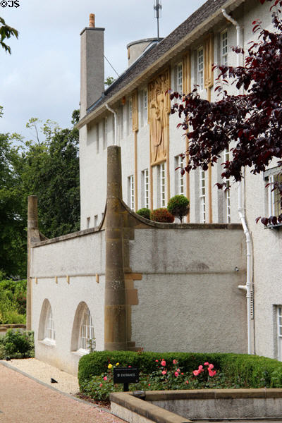 Music room terrace on southern face of House for an Art Lover built in Bellahouston Park. Glasgow, Scotland.