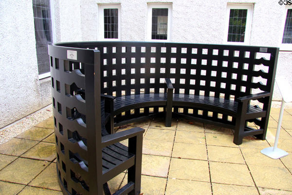 Round Mackintosh chair (2006) as interpreted by Bruce Hamilton at House for an Art Lover. Glasgow, Scotland.